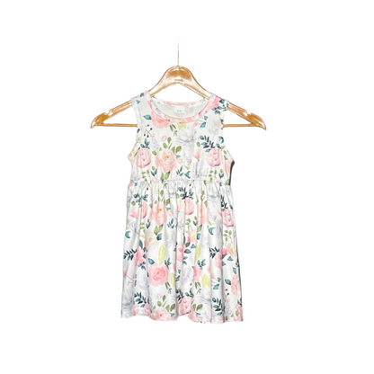 white kid floral frock #489