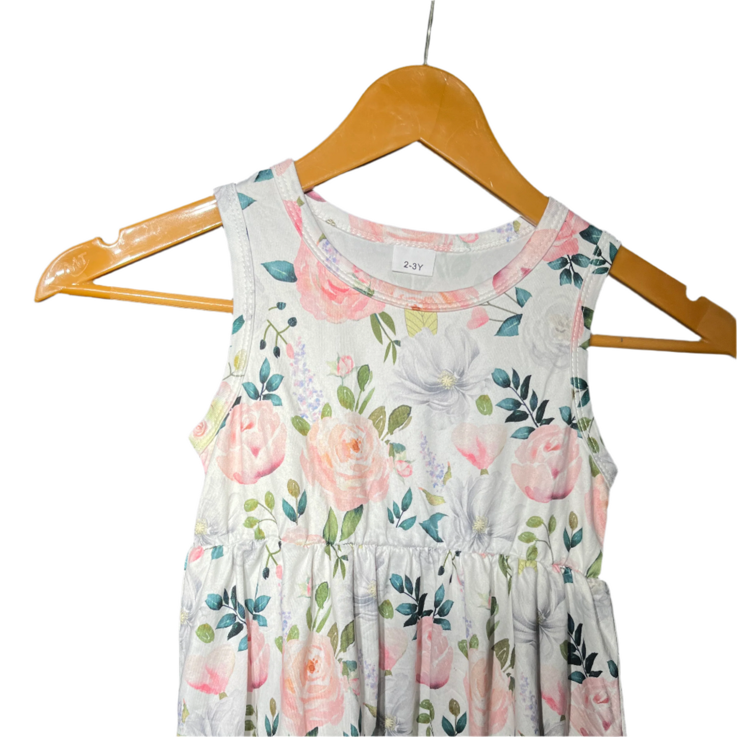 white kid floral frock #489