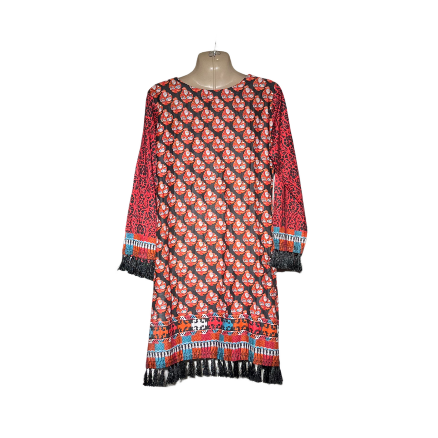 Red printed embroidered kurti #643