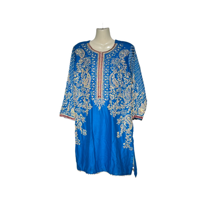 Blue with golden threadwork kurti #645