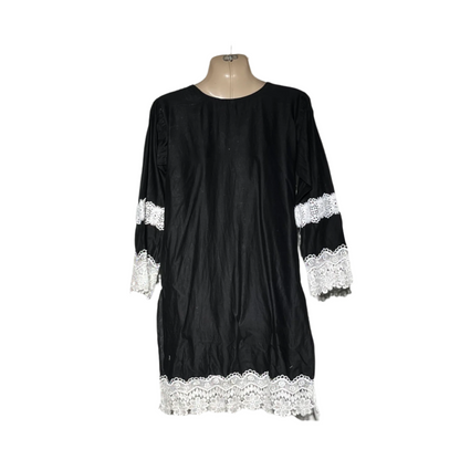 No Name Black and White Embroidered Kurti #672