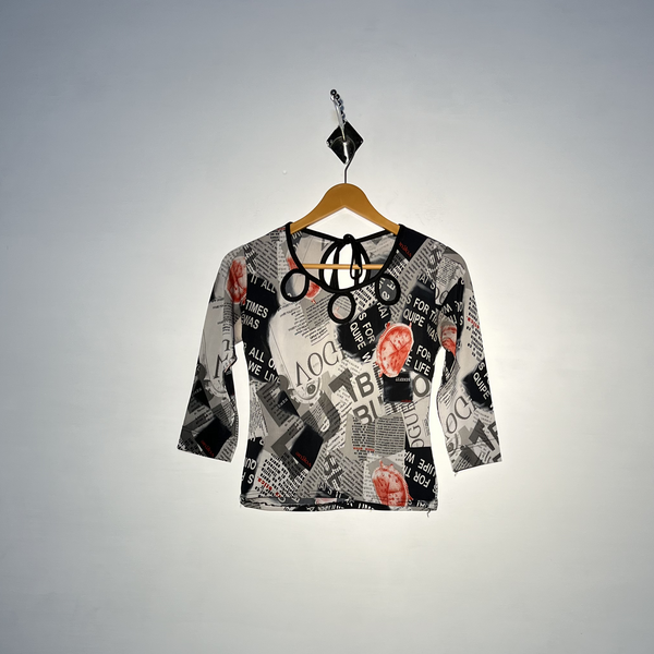 Black and Gray Printed Women Classic Croptop #2741