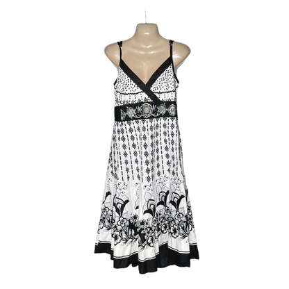 No Name White and Black Floral Nightdress #764