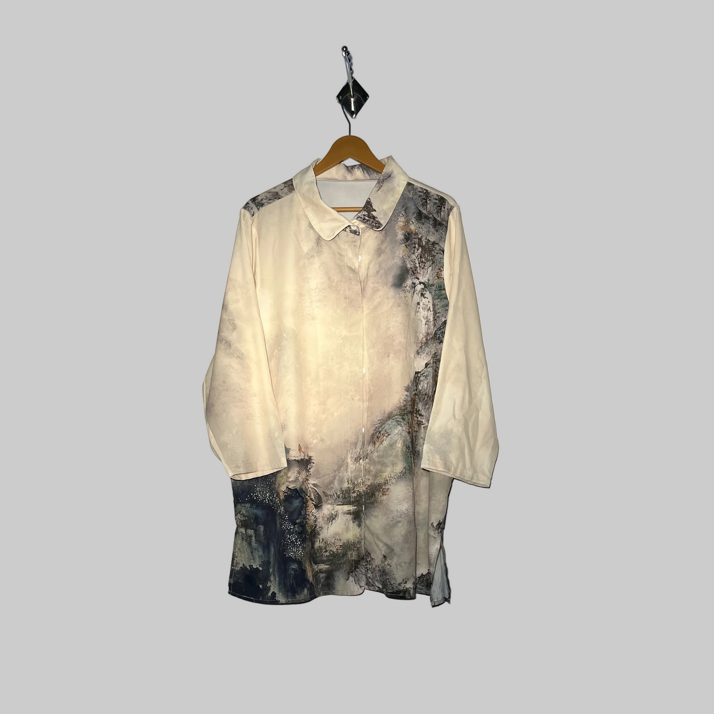 Off White and Black Printed Women Night Suit #2886