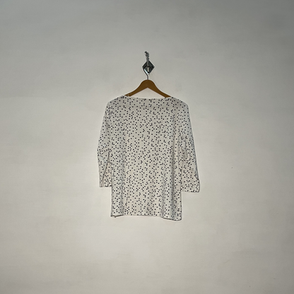 White and Black Printed Women’s T-Shirt #2870