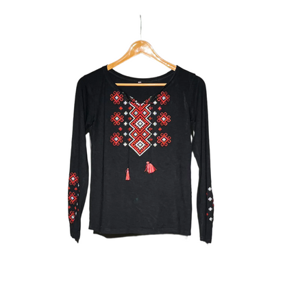 Black and Red Ladies T-Shirt #856