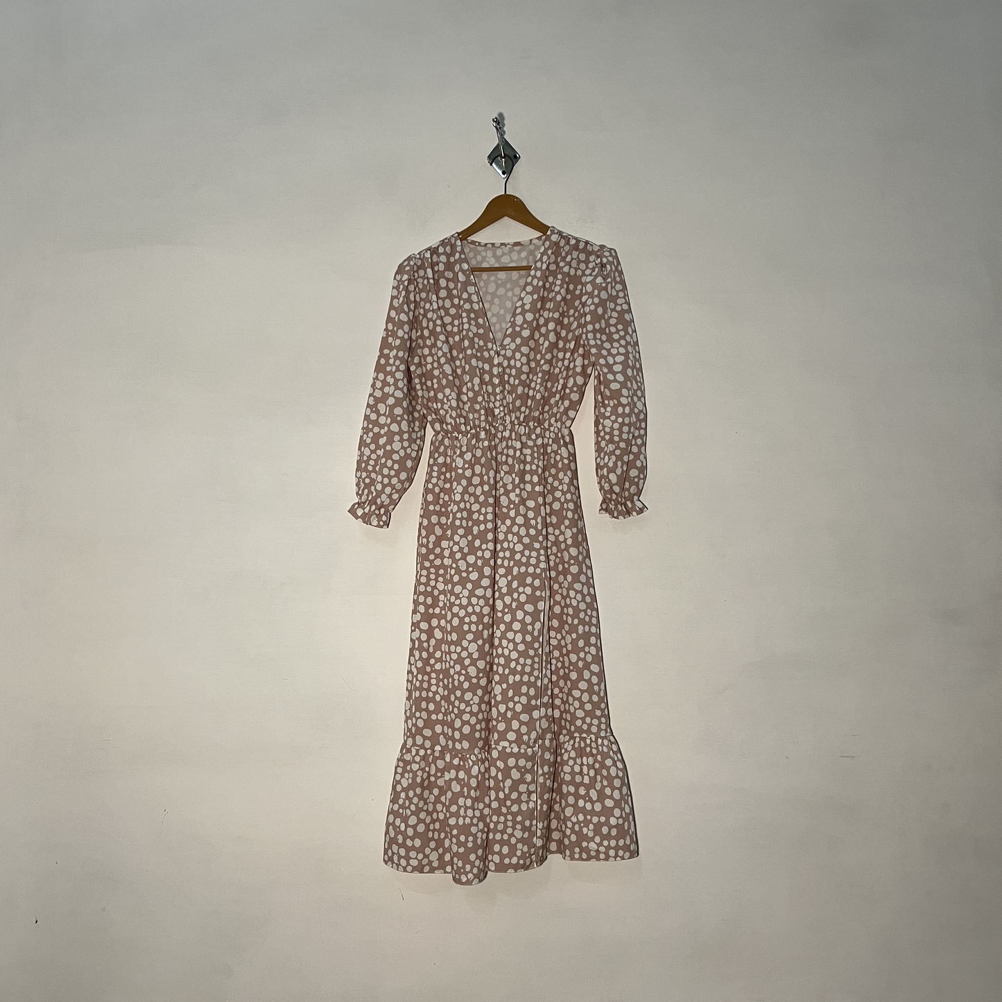 Light Peach & White Dotted Women's Long Dress #2920
