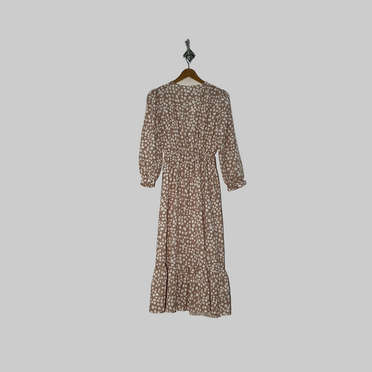 Light Peach & White Dotted Women's Long Dress #2920