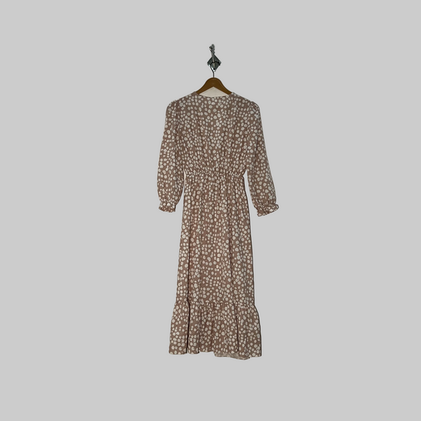 Light Peach & White Dotted Women's Long Dress #2920