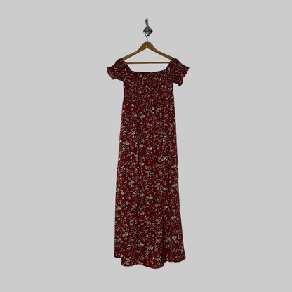 Shine Women's Red & White Floral Long Dress #2921