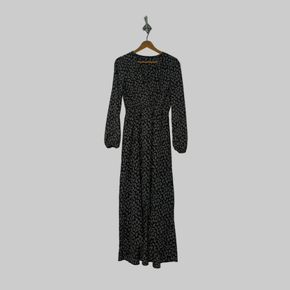Shein Women's Black & White Floral Long Dress #2923