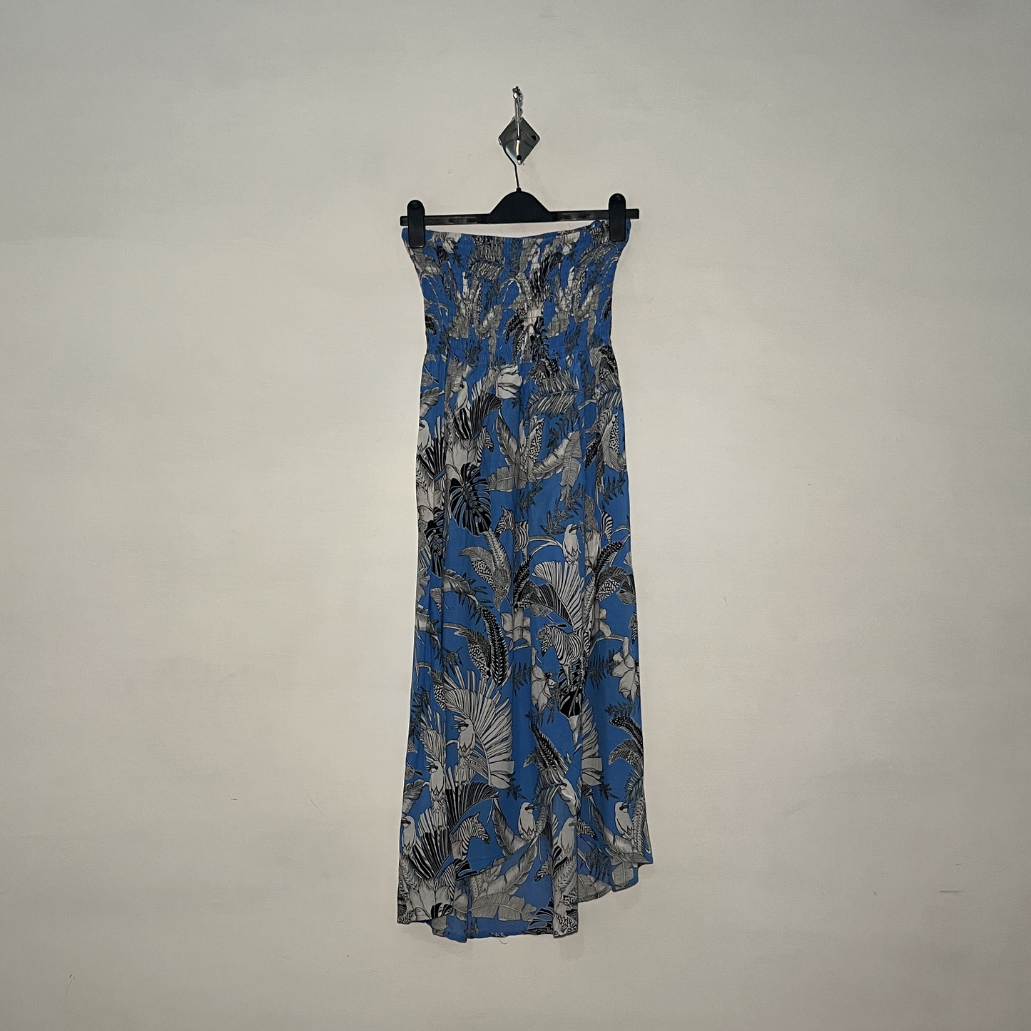Sky Blue and White Black Floral Women Skirt #2978
