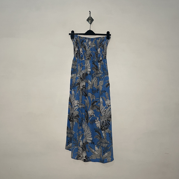 Sky Blue and White Black Floral Women Skirt #2978