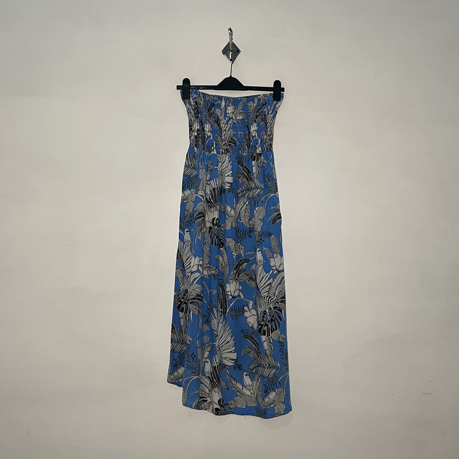 Sky Blue and White Black Floral Women Skirt #2978