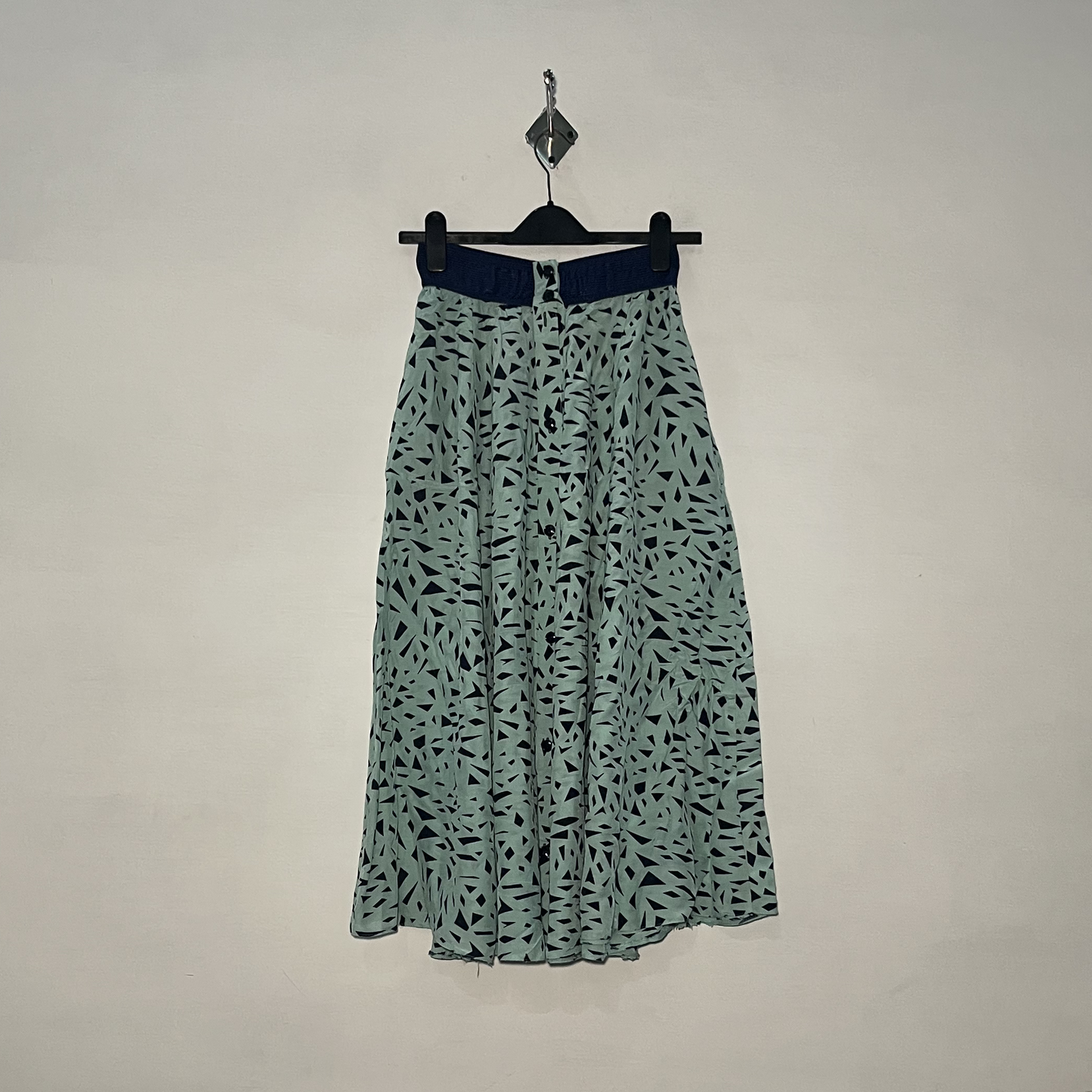 Light Green and Dark Blue Printed Women Skirt #2974