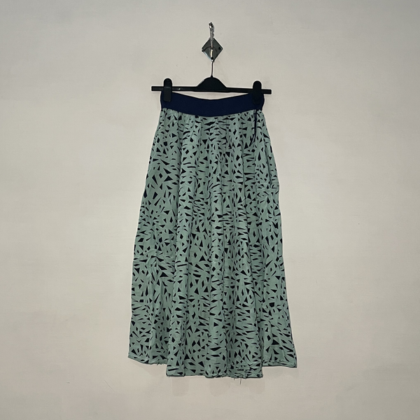 Light Green and Dark Blue Printed Women Skirt #2974