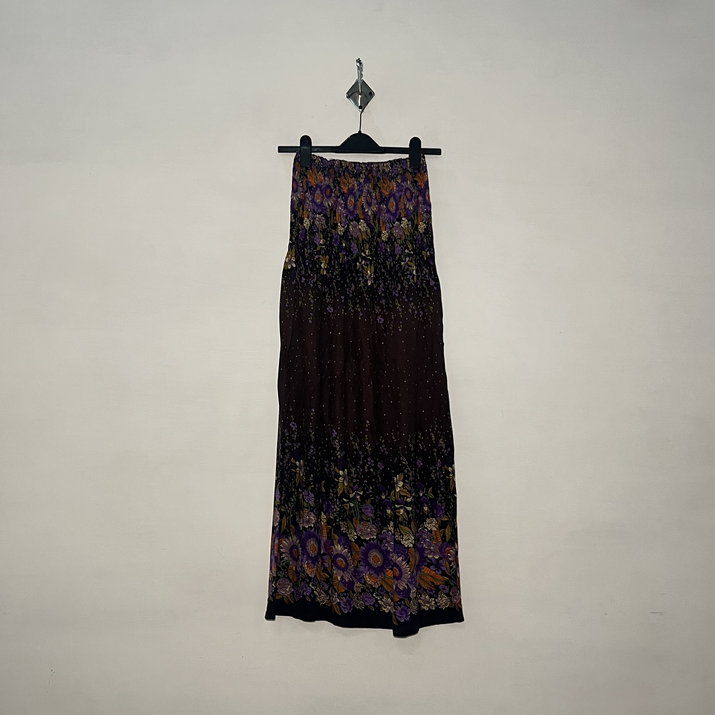 Dark Brown and Purple Yellow Floral Women Skirt #2987