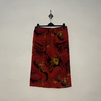 Red and Black Yellow Floral Women Skirt #2969