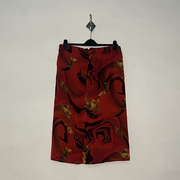 Red and Black Yellow Floral Women Skirt #2969