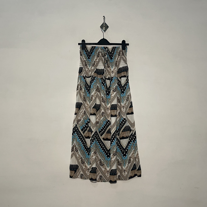 White and Black and Sky Blue Printed Women Skirt #2982