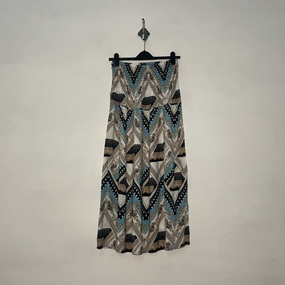 White and Black and Sky Blue Printed Women Skirt #2982