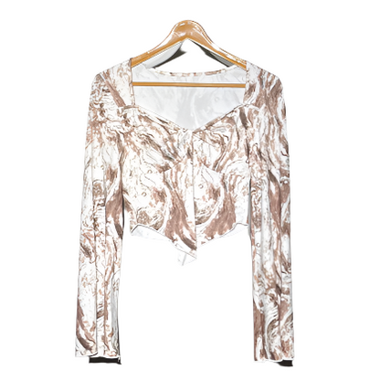 White and Brown Ladies Crop Top #919
