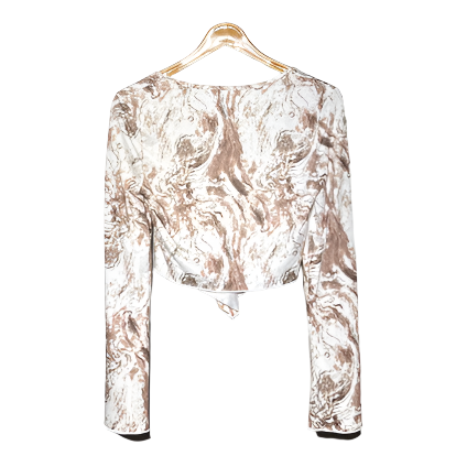 White and Brown Ladies Crop Top #919