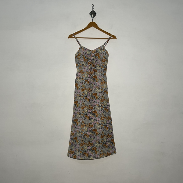 Light Green and Baby Pink Yellow Floral Women's Maxi Dress #3020