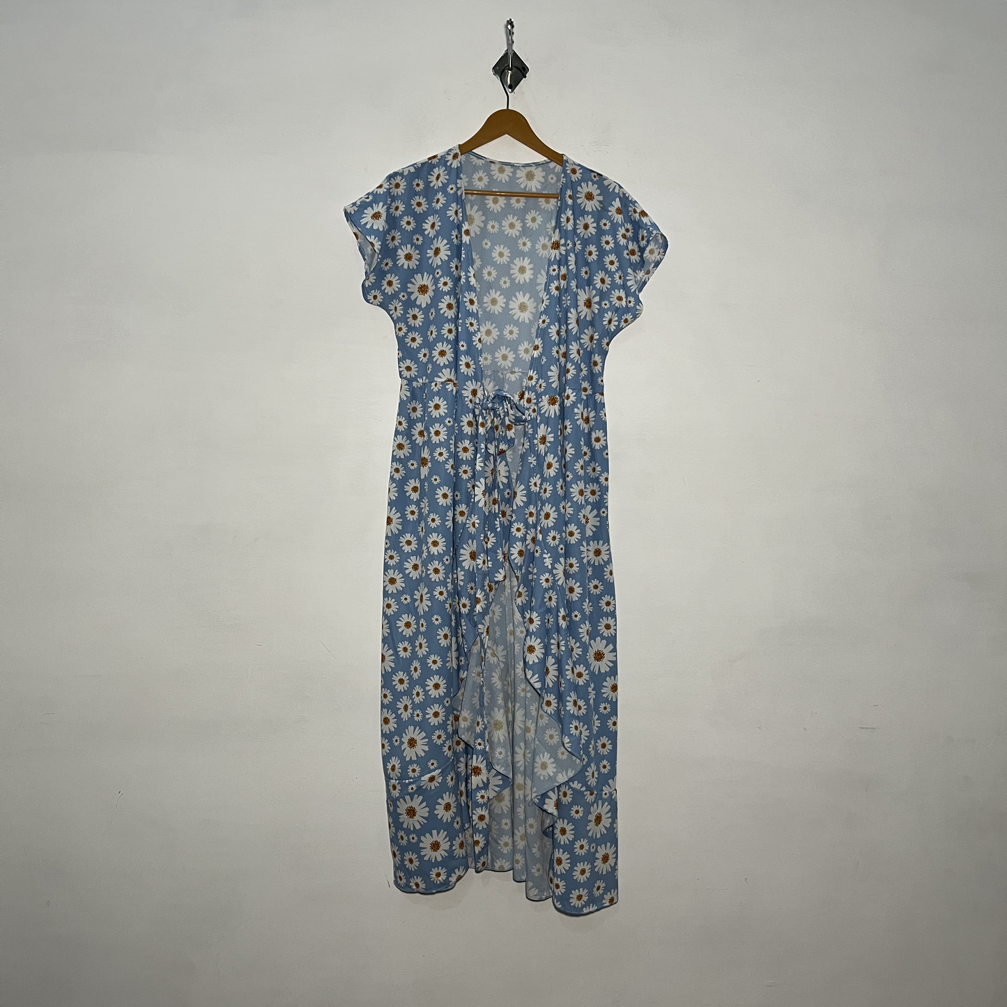 Sky Blue and White Dark Orange Floral Women's Maxi Dress #3012