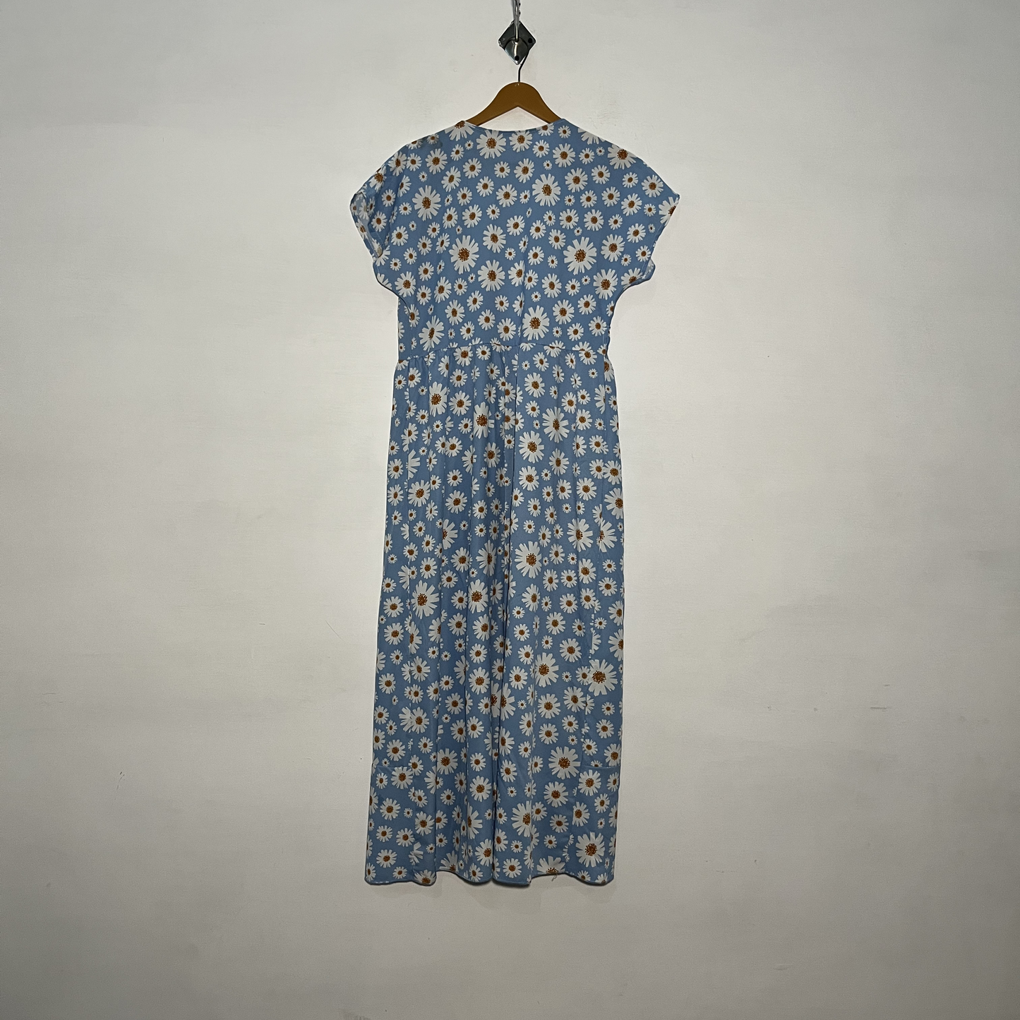 Sky Blue and White Dark Orange Floral Women's Maxi Dress #3012