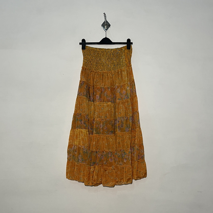 Yellow and Green Purple Floral Women Skirts #3056