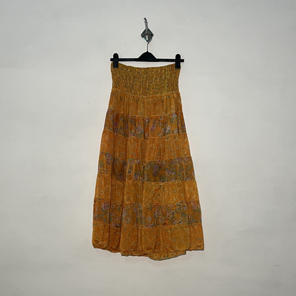 Yellow and Green Purple Floral Women Skirts #3056