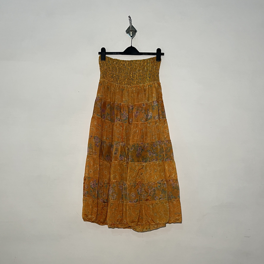 Yellow and Green Purple Floral Women Skirts #3056