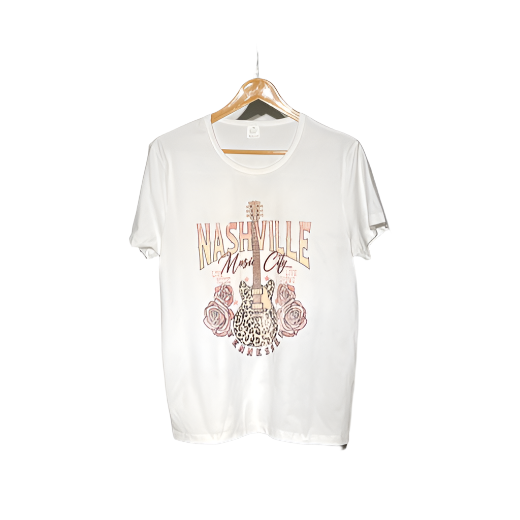 white and pink floral Ladies T-Shirt #965