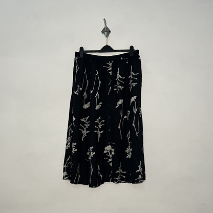 Black and White Floral Women Skirts #3064