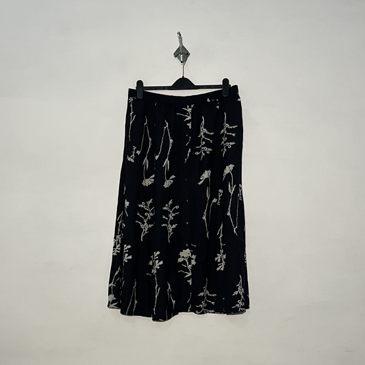 Black and White Floral Women Skirts #3064