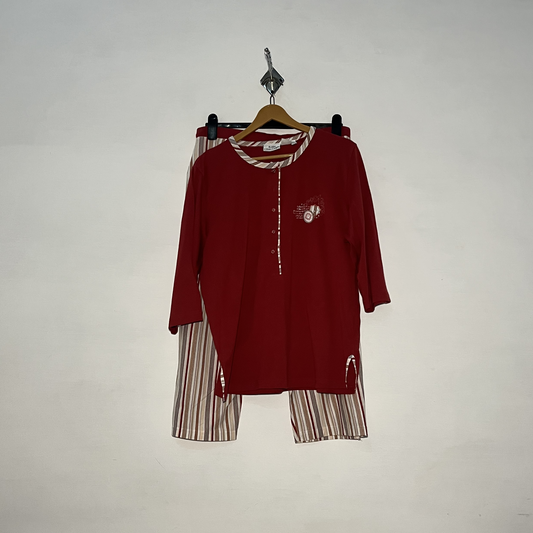 Hajo Women's Striped Night Suit – Comfortable Preloved #3076
