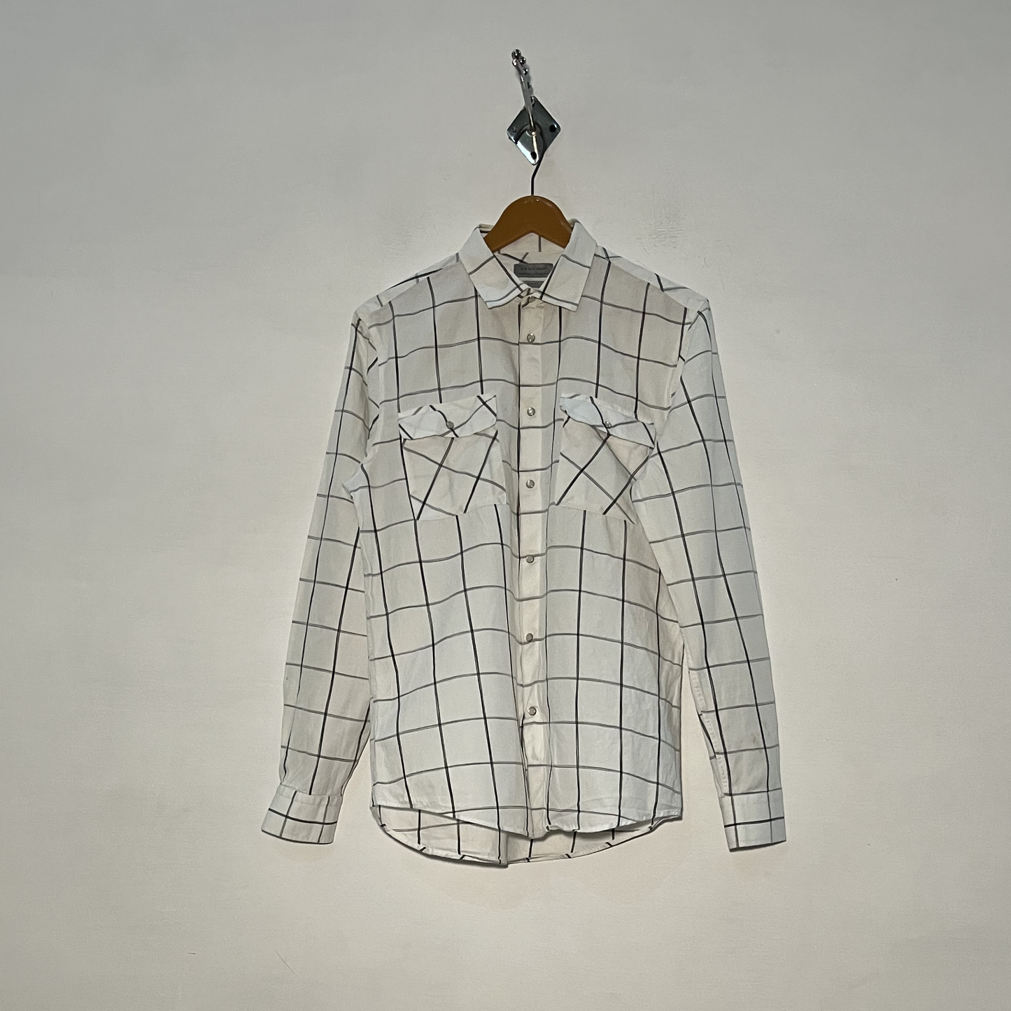 Zara Man Men's Cotton Dress Shirt – Check Pattern Preloved #3083