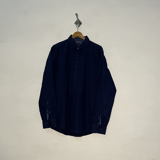 Tommy Hilfiger Men's Printed Dress Shirt – Navy Preloved #3091
