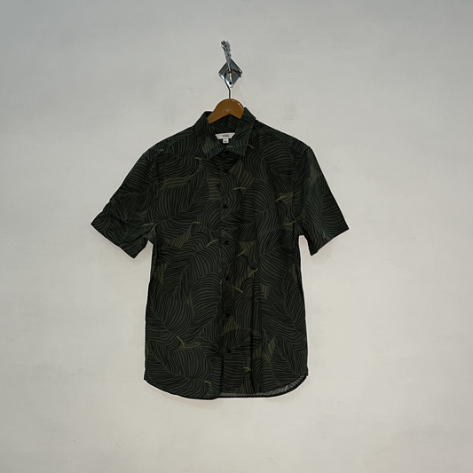 M&S Men's Floral Dress Shirt – Green Preloved #3092