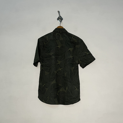 M&S Men's Floral Dress Shirt – Green Preloved #3092