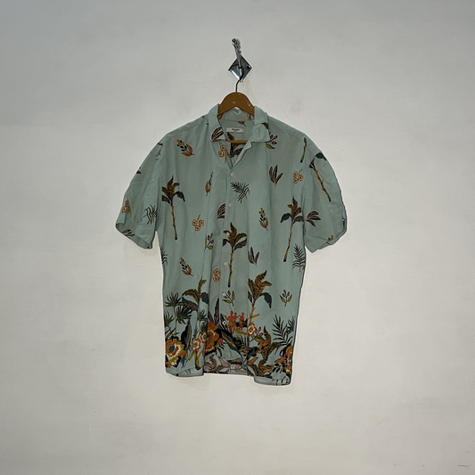 Jack & Jones Men's Floral Dress Shirt – Green Preloved #3099