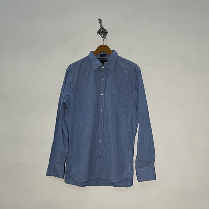 Tommy Hilfiger Men's Striped Dress Shirt – Blue Preloved #3088