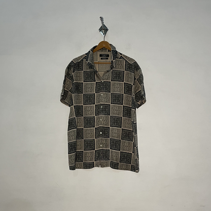 Primark Men's Printed Dress Shirt – Gray Preloved #3100