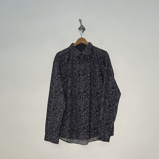 Next Signature Men's Printed Dress Shirt – Navy Preloved #3095