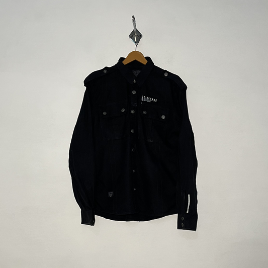 Firetrap Men's Casual Cotton Shirt – Black Preloved #3103
