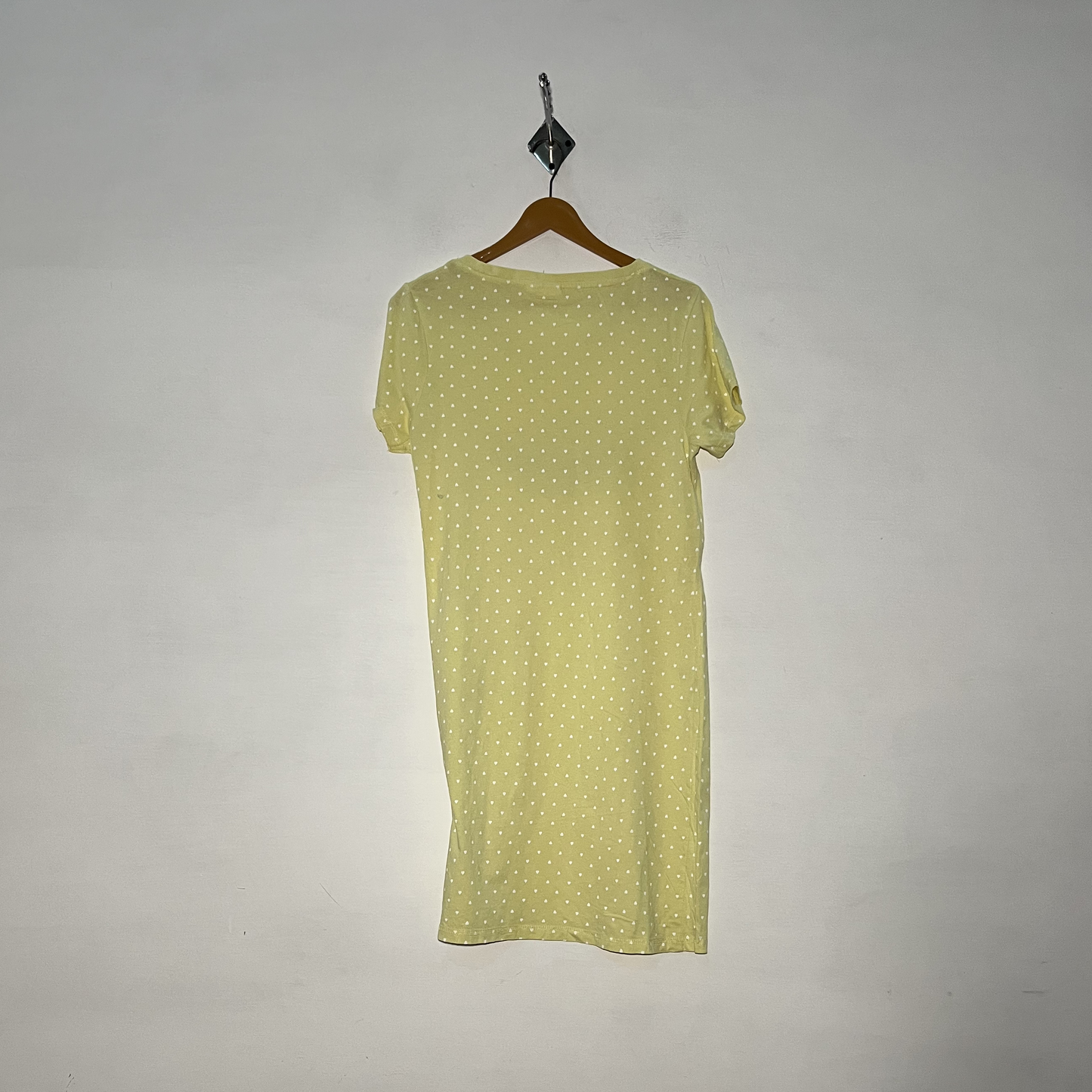Yellow and White Dotted Women Single Nighty Printed Sleepwear #3165