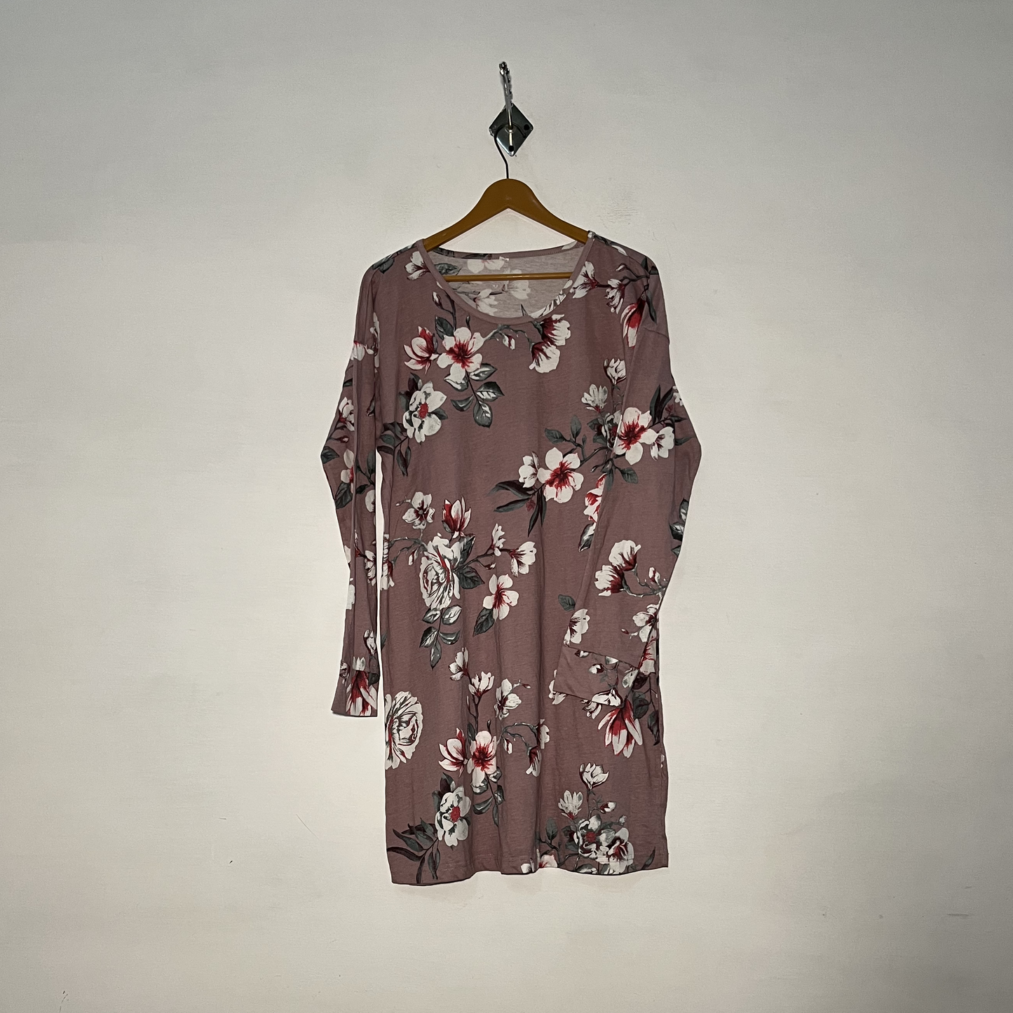 Purple and White Gray Floral Women Single Nighty Floral Sleepwear #3169
