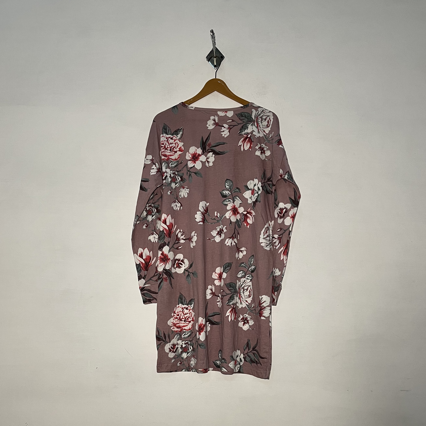 Purple and White Gray Floral Women Single Nighty Floral Sleepwear #3169