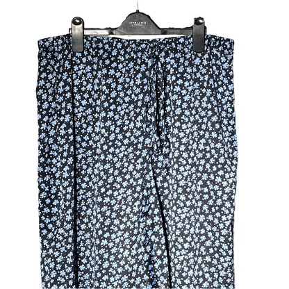 Dark blue with blue floral Ladies Trouser #1074